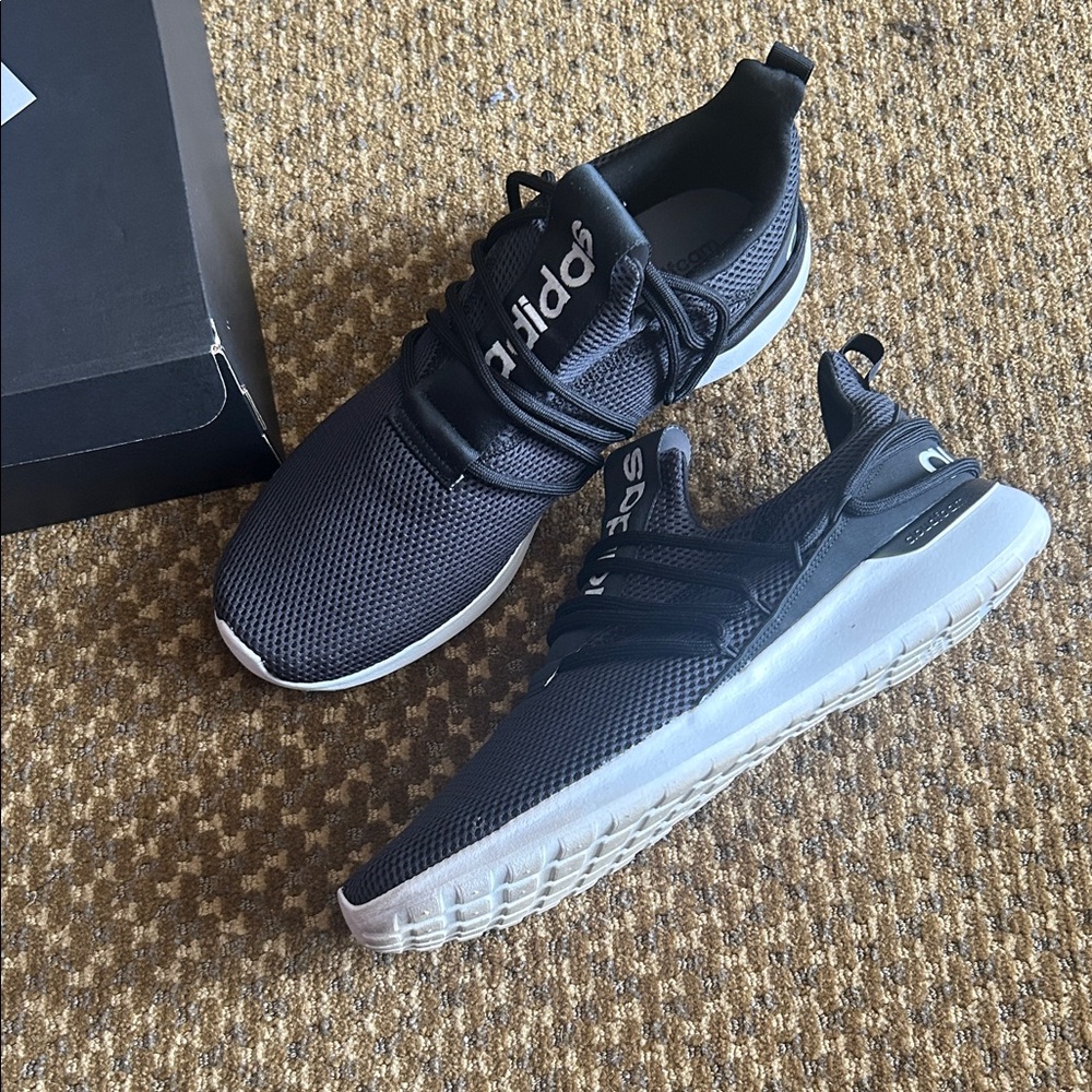 Adidas Black Athletic Sneakers with White Soles
